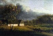 Jens Juel A Storm Brewing Behind a Farmhouse in Zealand Norge oil painting reproduction